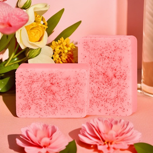 Cross-border Wholesale in stock Scrub Soap Rose Scrub Particles Soap Bath Face Soap Plant Essential Oil Handmade Soap