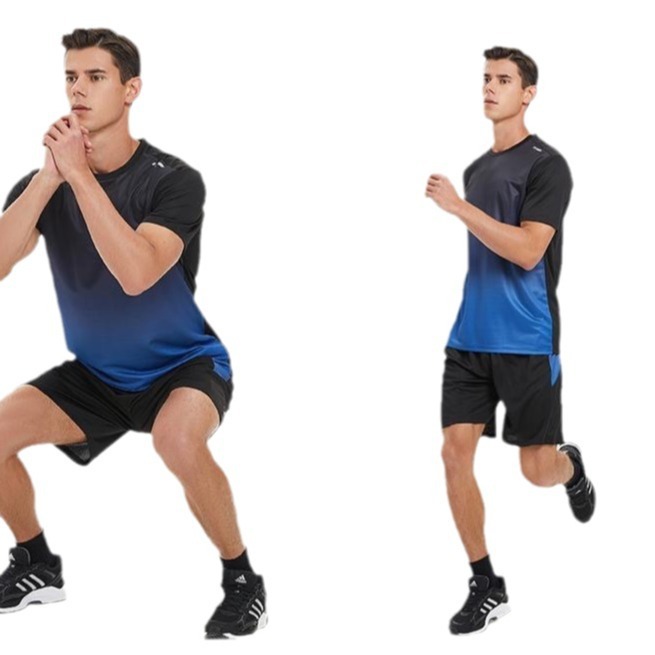フィットネス服男性アイス半袖tシャツ速乾夏スポーツウェアセットバスケットボール朝ランニングパンツトレーニングルーム|undefined