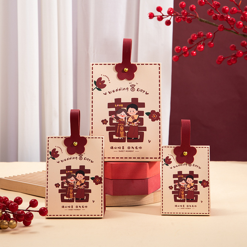 2023 nueva caja de dulces de boda en línea celebridad regalo de boda caramelo bolsa especial caja de regalo de alto sentido caja vacía