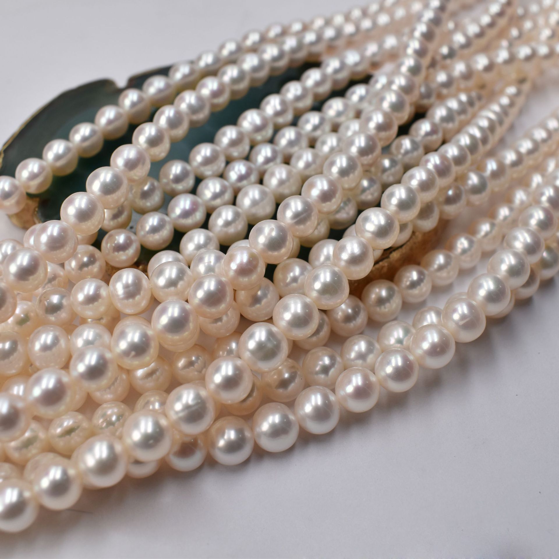 New goods supply good quality natural fresh water pearl 7-8mm white bright nearly round pearl hand manual DIY pearl chain