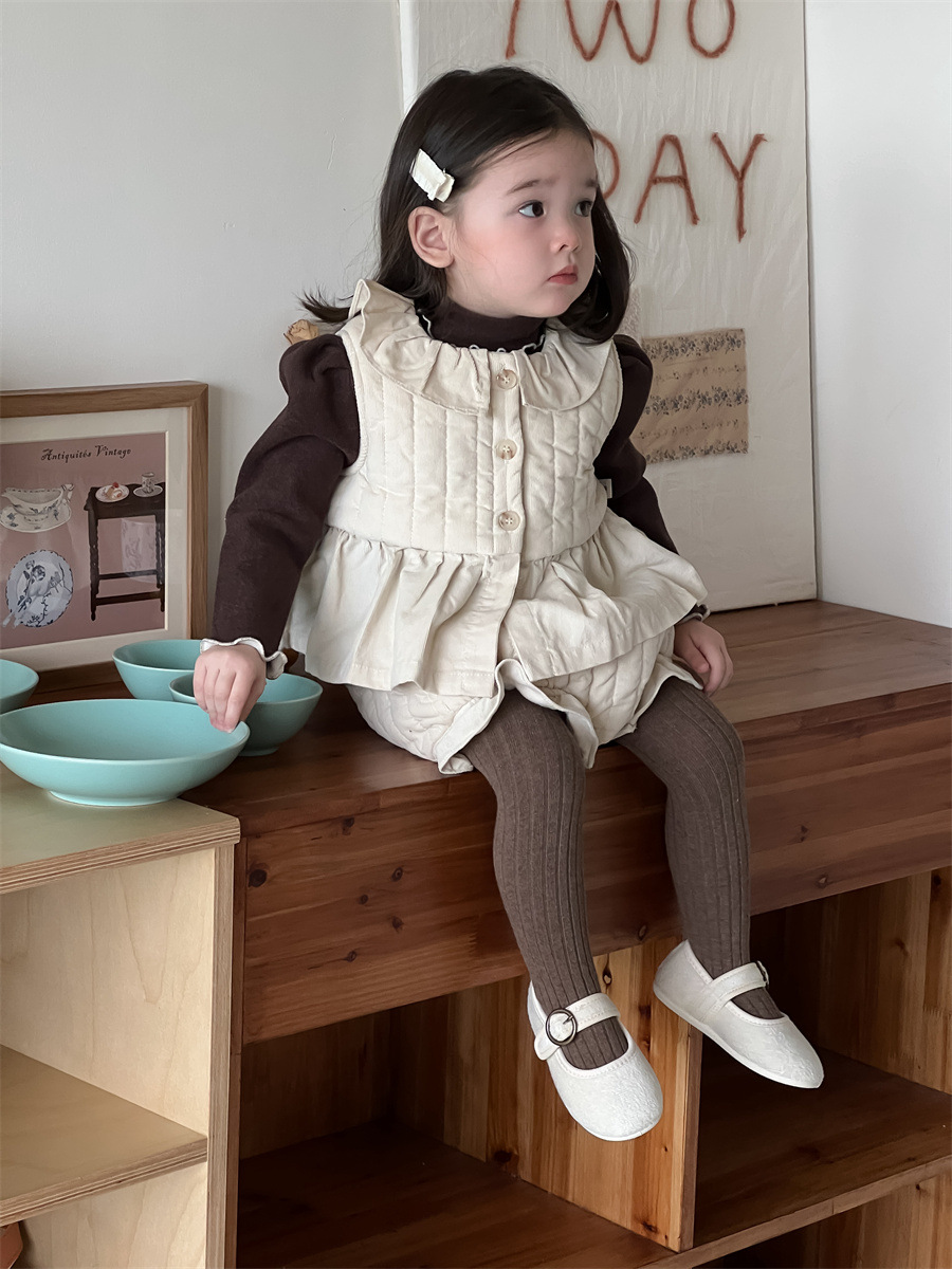 Invierno infantil engrosado conjunto de ropa infantil coreana ropa de bebé ropa de invierno de niñas chaleco de algodón envuelto con dos piezas