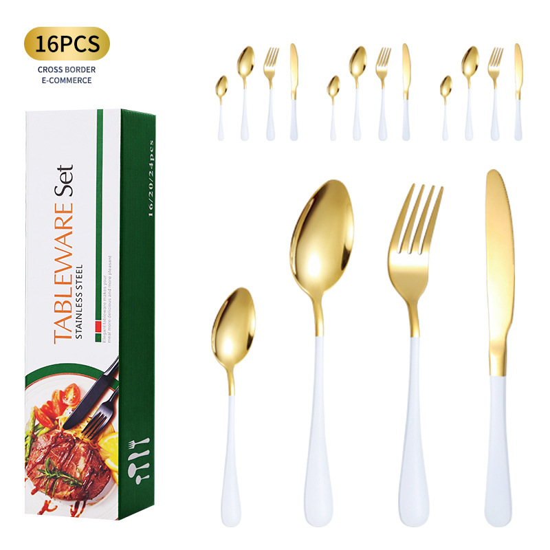 Amazon vajilla transfronteriza 1010 traje de acero inoxidable juego de 16 piezas Conjunto de 4 piezas creativo cuchillo de carne occidental tenedor cuchara