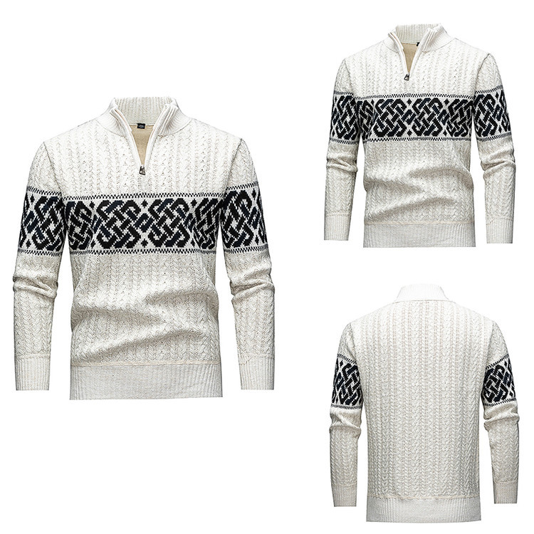 Suéter de otoño y invierno Jacquard caliente medio cremallera jersey de punto delgado camisa de punto Amazon Europa y América