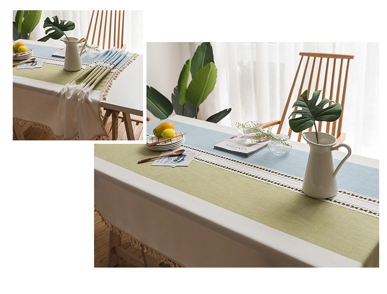 New Style Fashion Waterproof And Oil-proof Tablecloth Three-dimensional Sewing Household Beige Tassel Table Cloth display picture 4