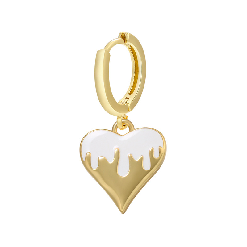 Retro Smooth Heart Drop Oil Pendant Copper Earrings Wholesale Nihaojewelry display picture 5