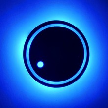 汽车LED发光水杯垫 七彩水杯垫车载氛围灯太阳能USB充电防滑杯垫