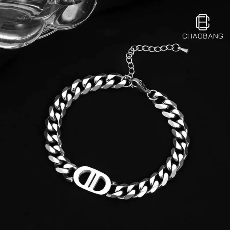 双D钛钢手链男不掉色高级感嘻哈手串女小众简约饰品义乌热销配饰