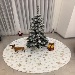 Cross-Border Hot Stamping Snowflake Christmas Tree Skirt Hotel Opening Shop Window Decoration Christmas Tree Skirt White Tree Skirt