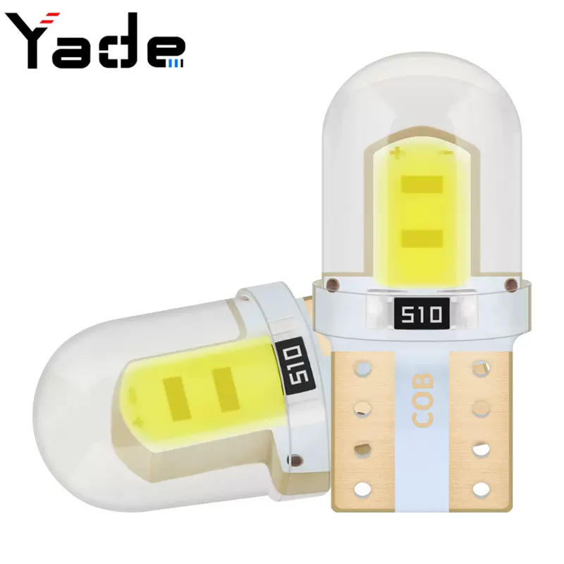 摩托车汽车LED示宽灯T10 COB 高亮硅胶水晶灯牌照灯小灯泡 仪表灯