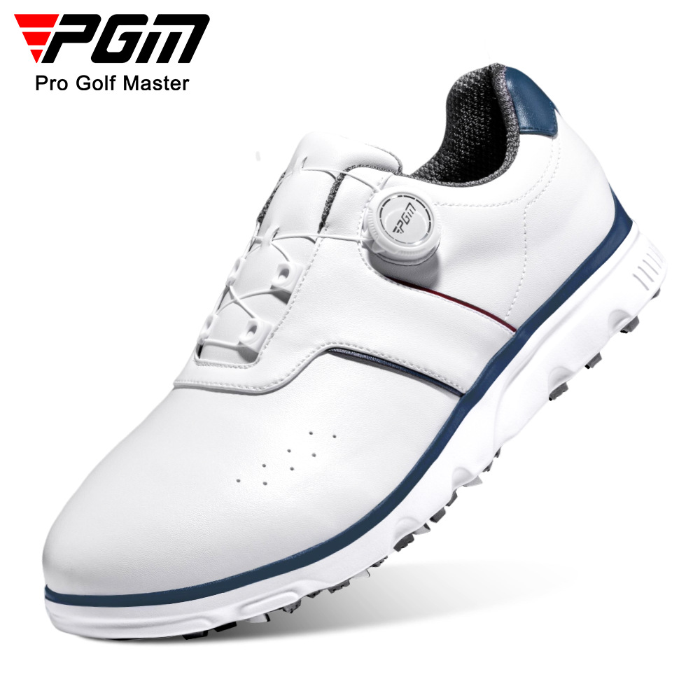 Giày golf nam PGM siêu nhẹ thoáng khí chống trượt núm vặn dây — Xz347-trắng xanh đỏ [IP mềm cao su giữa]