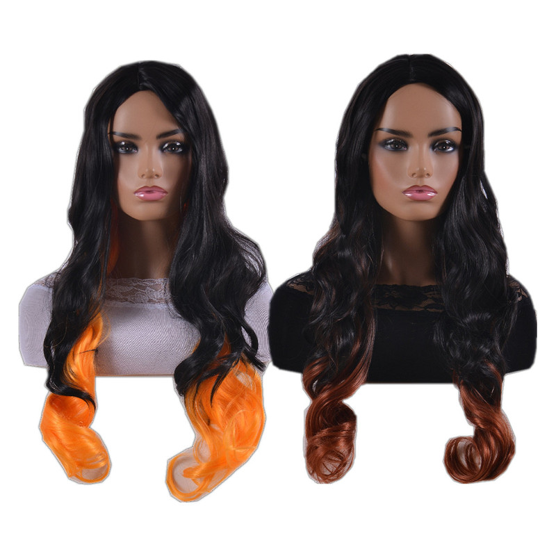 2022 new wig women's orange gradient wig European and American women's favorite hairstyle high temperature resistant hairstyle Middle East