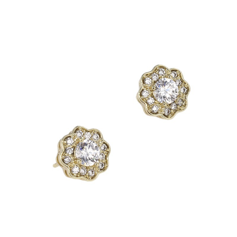 14K color Xuping joyería geometría estrella de amor auriculares de zircón ligero de lujo nicho sensación de mujer
