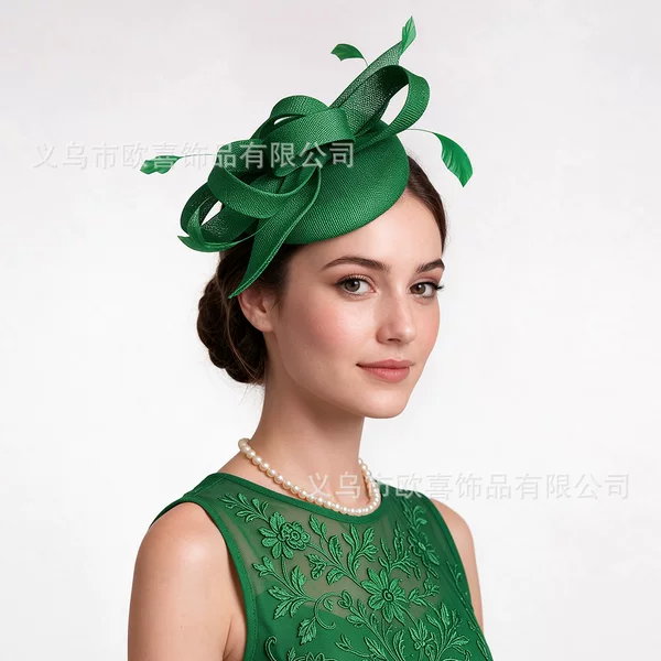 New European and American style linen-like headwear, elegant and sophisticated hair accessories for parties, Kentucky Derby tea parties, and balls