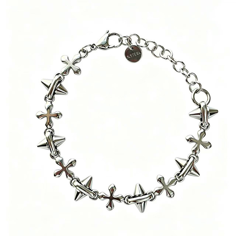 Y2K new thorn titanium steel rivet bracelet, unisex punk hip-hop Cuban link bracelet, subculture spiked bracelet, gothic style