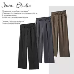 JIAMU Spring/Summer Old Money Style TR Pleated Baggy Straight-Leg Casual Wide-Leg Pants for Men and Women