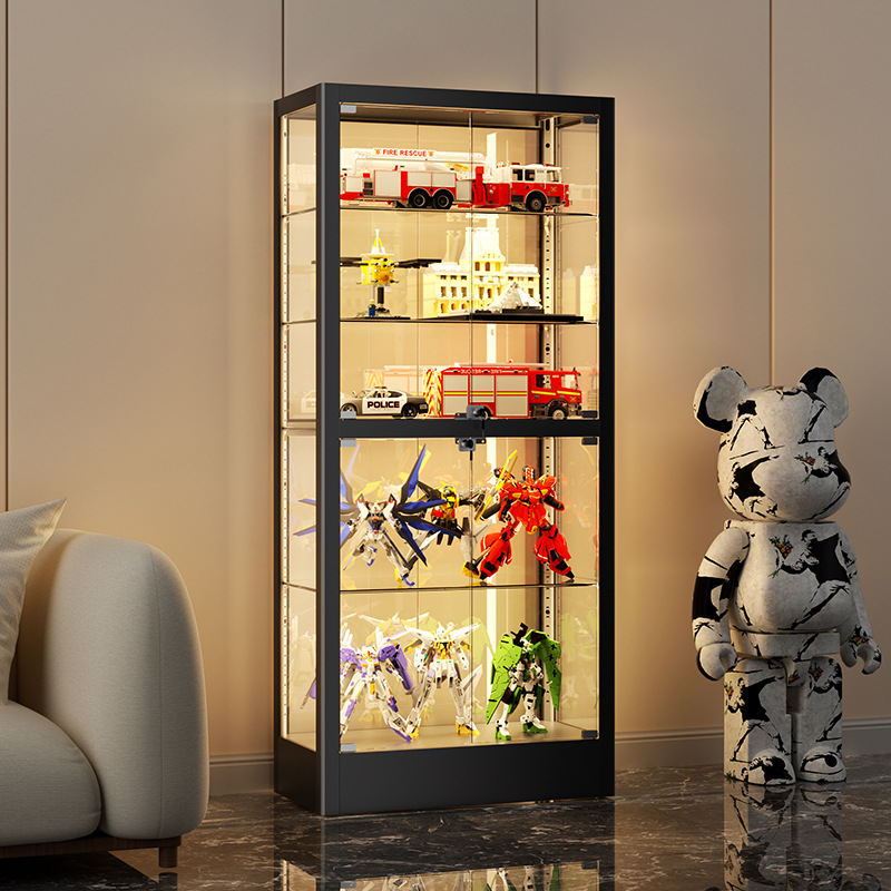 Vitrina Lego hecha a mano con vitrina de vidrio templado ligero, estante de almacenamiento a prueba de polvo para el hogar, vitrina de juguetes, vitrina de vino