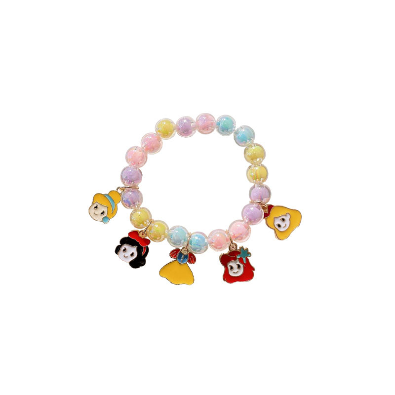 Pulsera de los niños de dibujos animados Mujer Princesa cuentas de vidrio Linda niña bebé pulsera estudiante joyería al por mayor