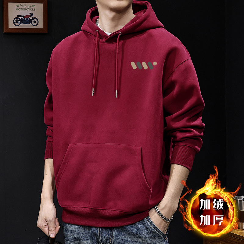 Camisa encapuchada roja vino con veludo - 2501