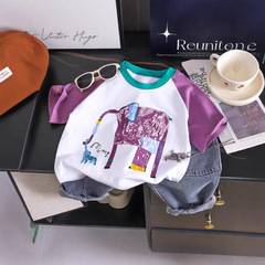 男女子供半袖tシャツ2025夏新型子供純綿半袖tシャツカジュアル上着