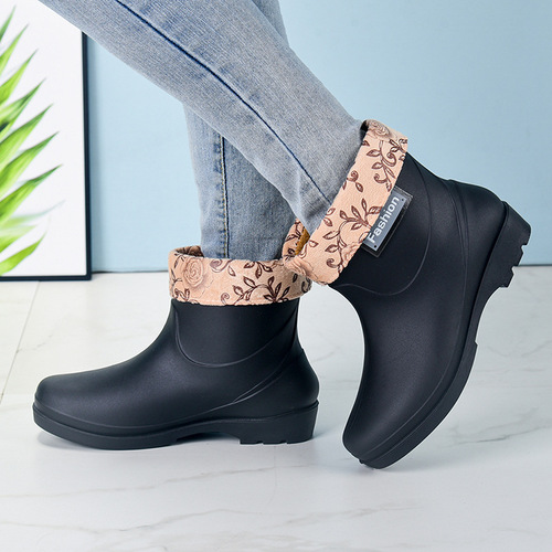 Rain boots, rubber boots, overshoes, non-slip waterproof women's winter adult water boots, water shoes, thickened and wear-resistant kitchen wading short rain boots