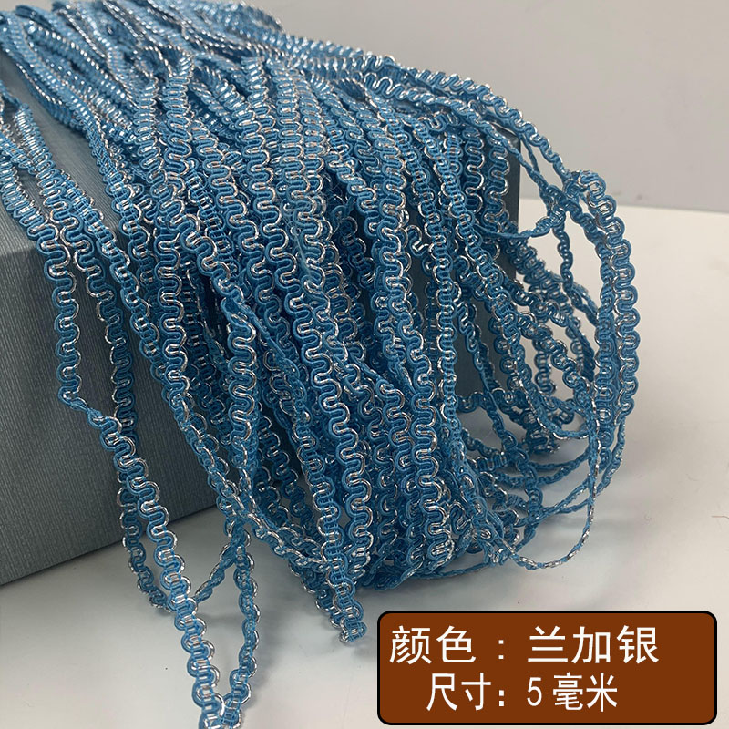 Muñeca de 25 m de encaje de hilo de oro y plata de estilo étnico de 5mm de dos colores Great Wall pequeño cinturón curvo de bricolaje accesorios de traje