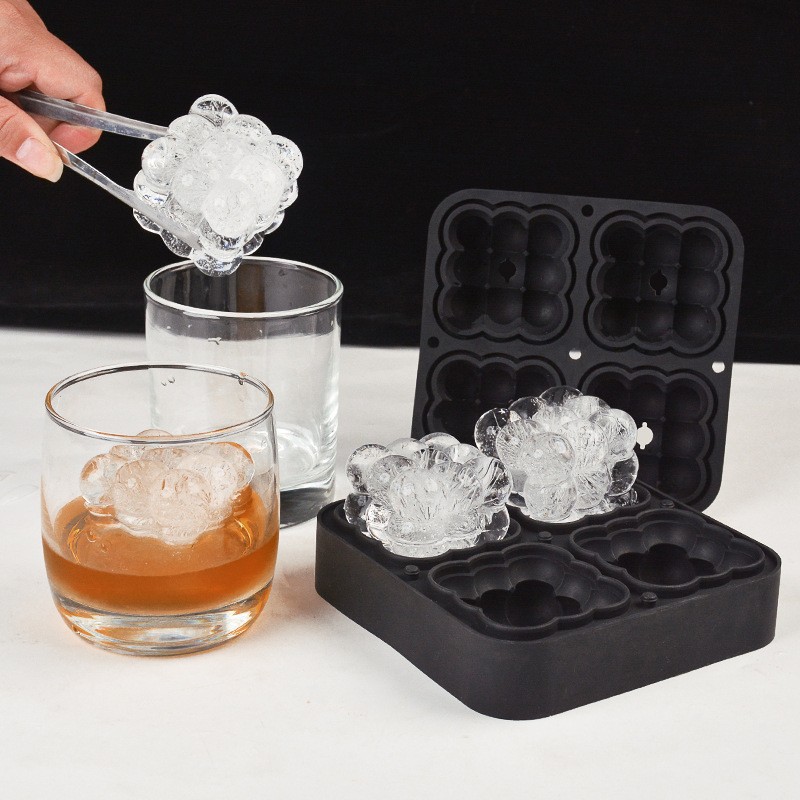 Sanxin actualizado 4-agujero cuadrado bandeja de hielo molde de silicona DIY whisky cubo de agua cubo de hielo herramienta de molienda grado alimenticio