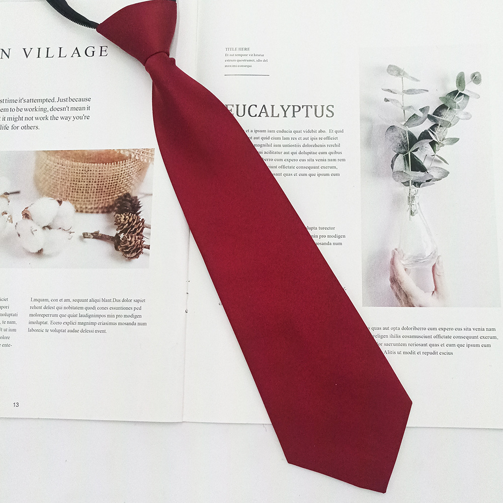 Los fabricantes venden al por mayor corbata con cremallera para mujer, fácil de tirar, sin estilo, moda de negocios profesional, corbata casual de color sólido para mujer