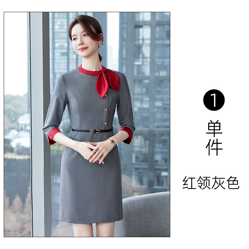 Red Collar gray dress