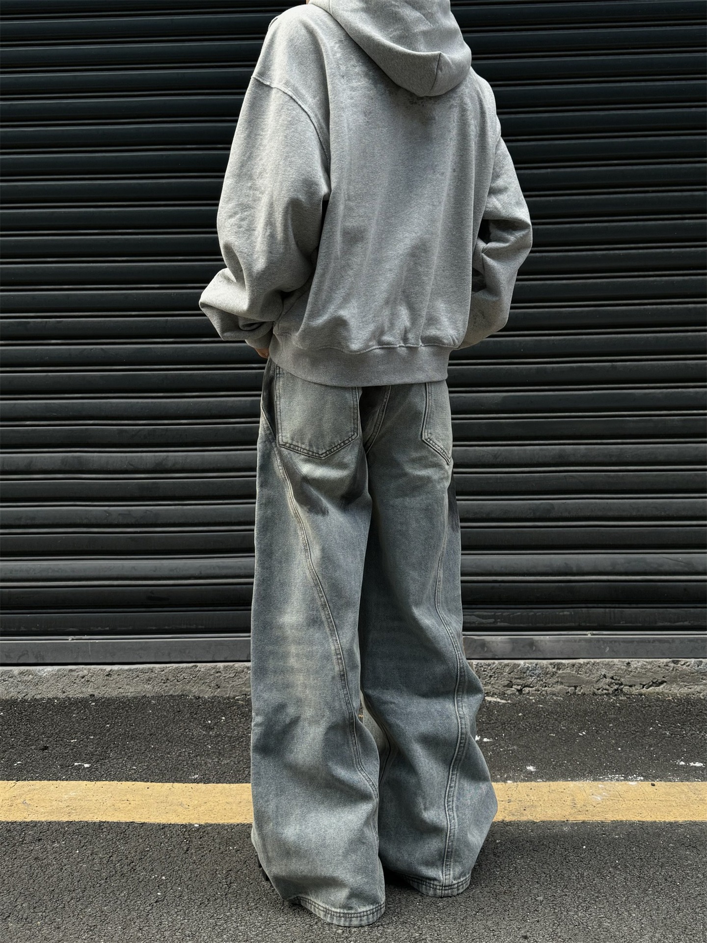 High Street Summer Retro Autumn Vibe Ink Splash Hole Jeans Loose Deconstructed Straight Wide Leg Long Pants_viptrois.com