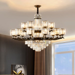 轻奢水晶客厅吊灯现代简约黑色奢华主卧室大气酒店铺大厅商用灯具