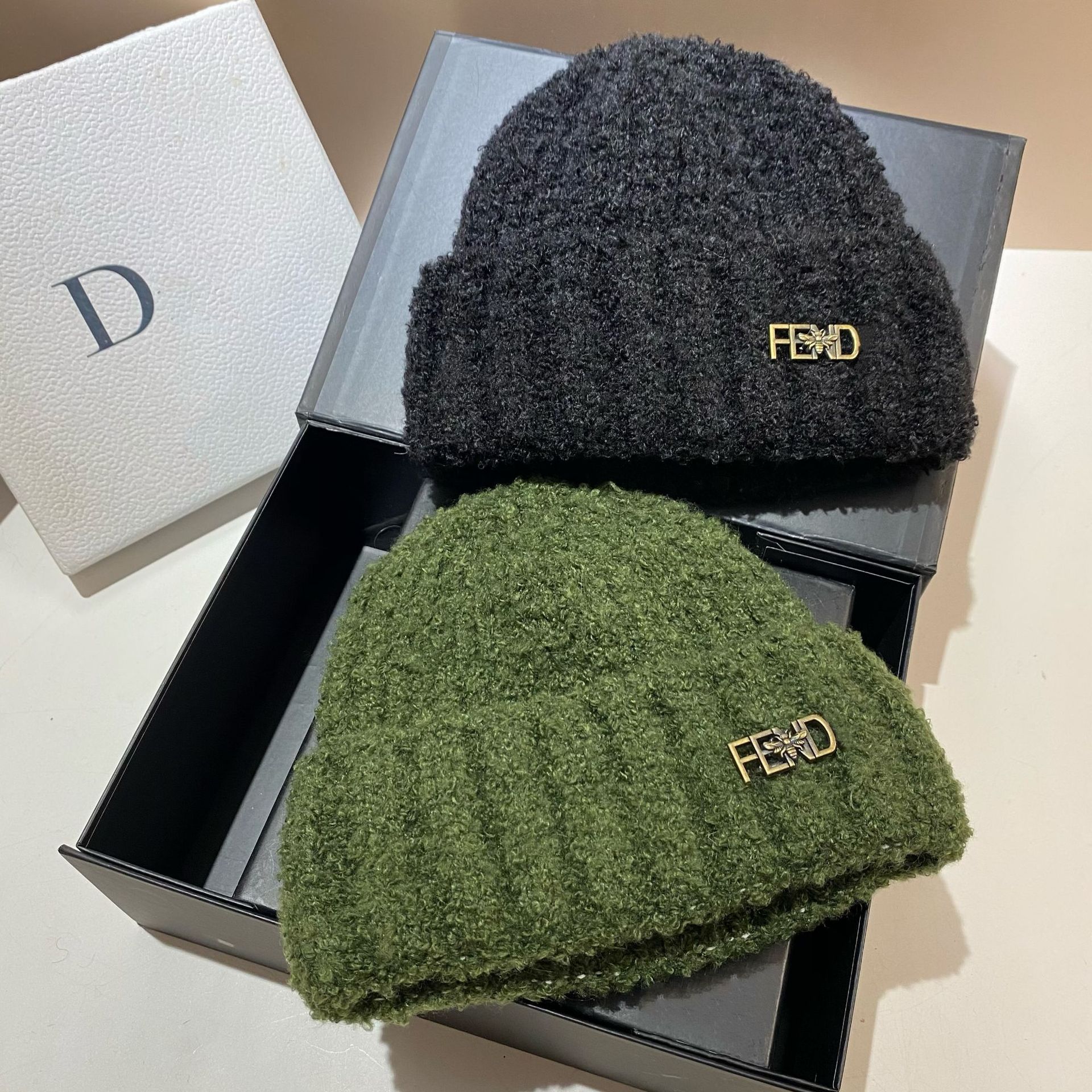 Korejska verzija nove slatke pletene kape s pletenim uzorkom F-labela, zimske tople i debele vjetrootporne kape s janjećim puloverom._voghion.com