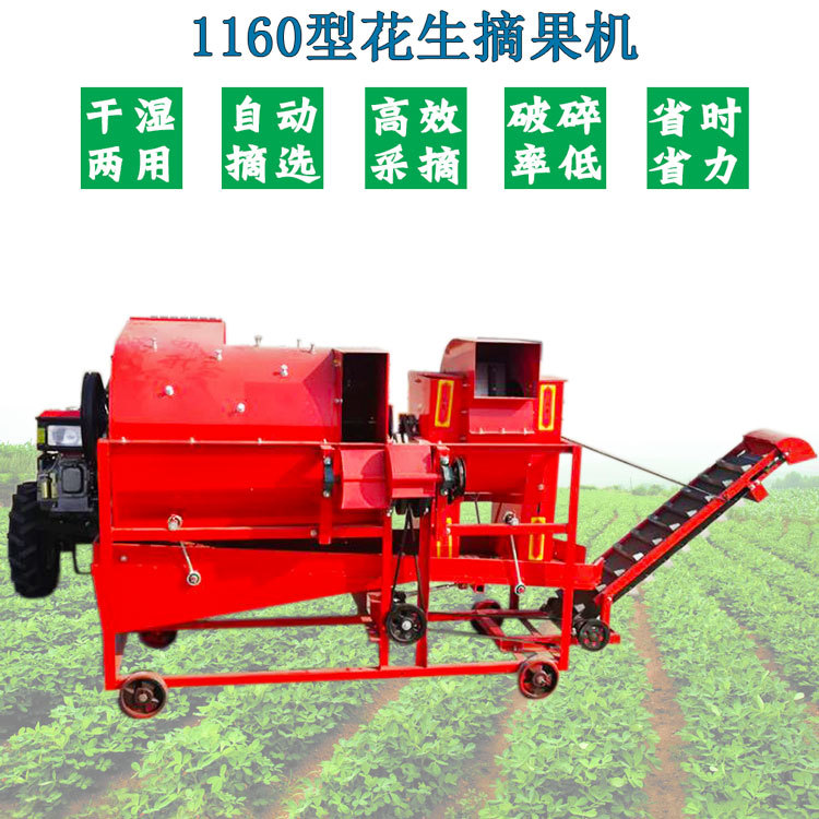 自动进料灌袋长果果秧摔果机 轴传动1160型干湿两用花生摘果机