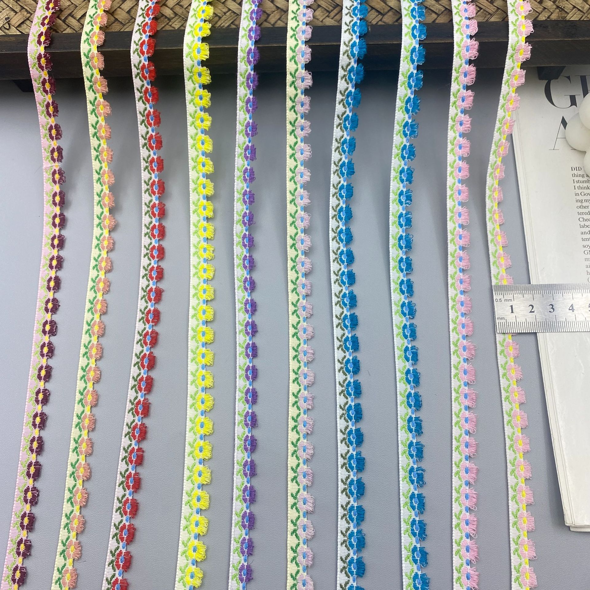 Nuevo estilo estilo étnico flor jacquard cinturón bricolaje ropa aplicable puños falda zapatos sombreros accesorios textiles para el hogar