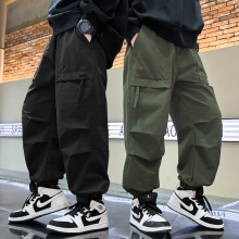 Z1081-早阳童2024春季新款中大童时髦宽松舒适字母束脚休闲裤男童