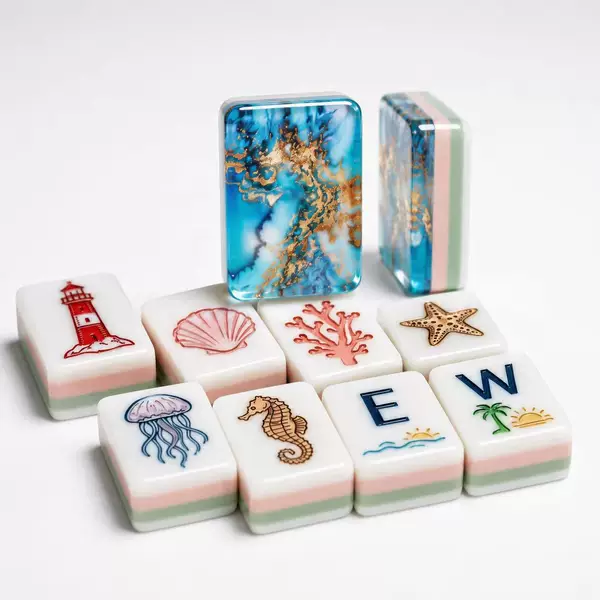 Entertainment Mahjong Four-Layer Color-Blocked Acrylic American-Style Hand-Crafted Mahjong Tiles, American Mahjong Set, Leisure Multi-Color Custom-Made