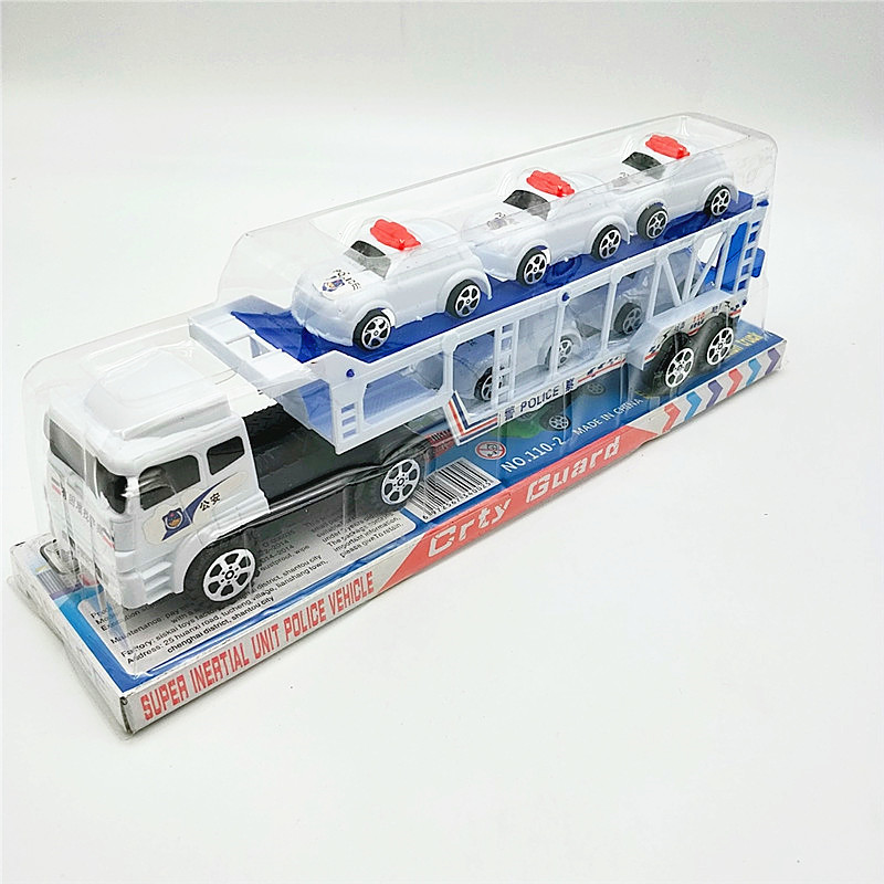 New product transport truck children sliding double-decker trailer police car toy stall supply color car toys