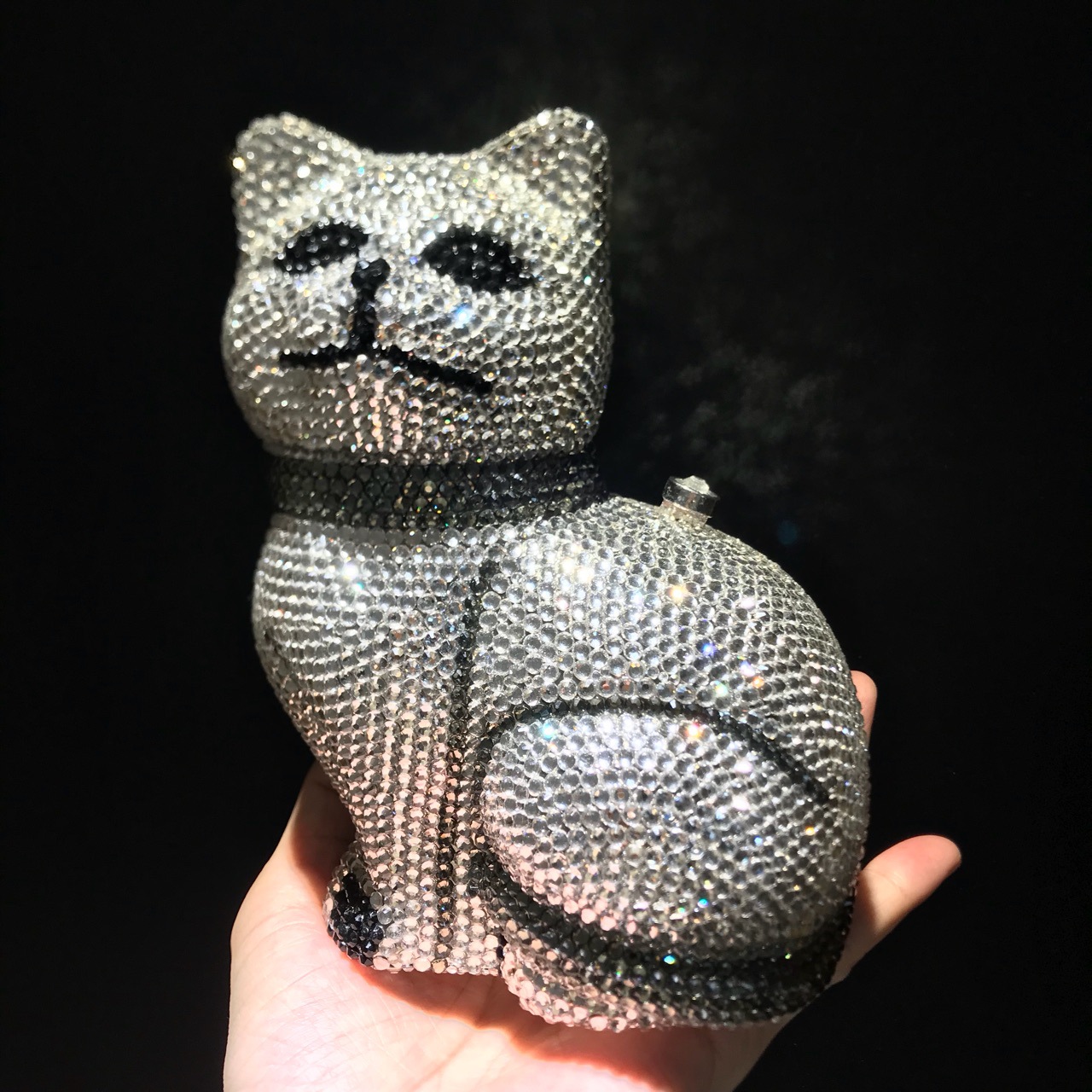 Gato con diamantes bolsas de cena, animales de banquete europeos y estadounidenses, bolsas de mano de diamantes, vestidos transfronterizos, bolsas de mujer, caja dura, embrague gato