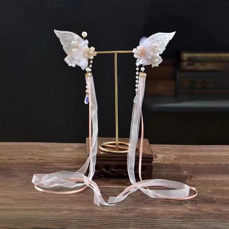 Hanfu Long Ribbon Ancient Style Hair Accessory Versatile Princess Pendant Accessory Butterfly Ancient Costume Women's Fresh Sweet Headwear