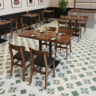 实木桌餐椅定制简约小吃快餐粉面店餐桌餐椅商用网红靠墙卡座沙发