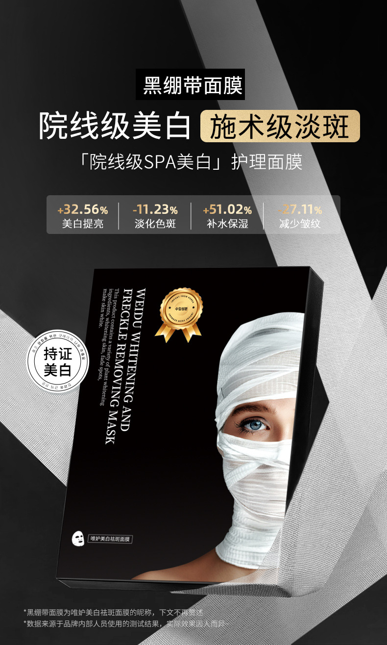 Schwarze Bandage-Maske koreanische Maske glänzend und feuchtigkeitsspendend Anti-Falten-Maske feuchtigkeitsspendende Wholesale schwarze Bandage-Maske Anti-Aging-Hautmaske