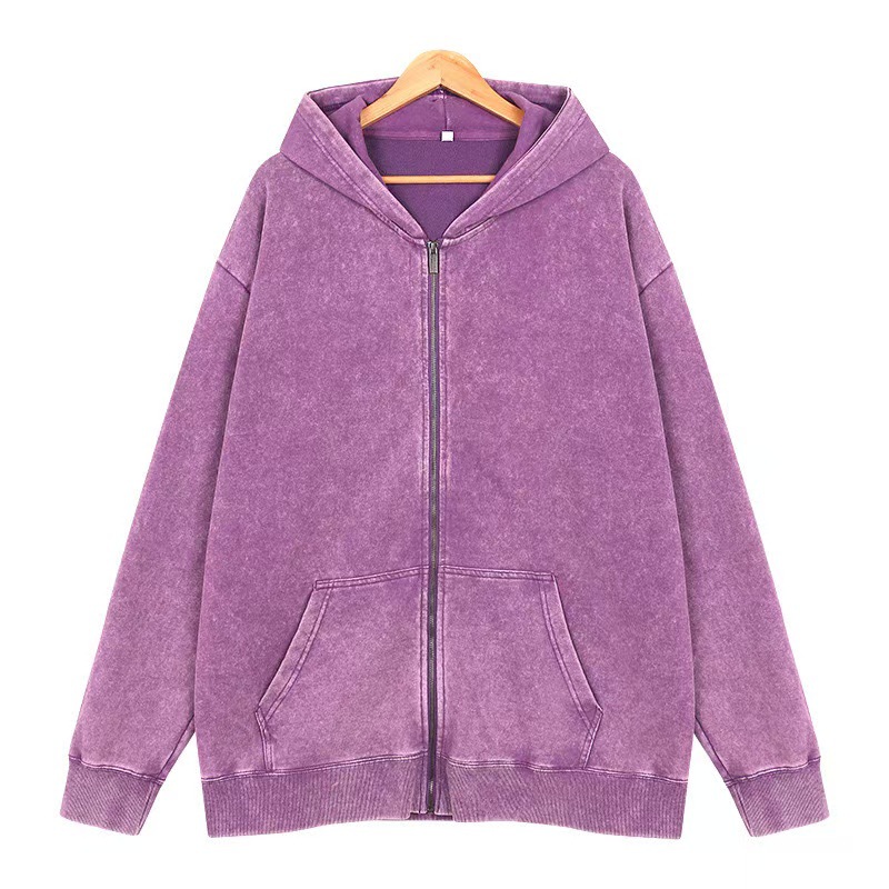 Cross-border otoño y invierno lavados con sudadera con capuz para hombres y mujeres 400g pesado gran anillo de lana estilo americano retro batítico hacer viejas camisas de moda