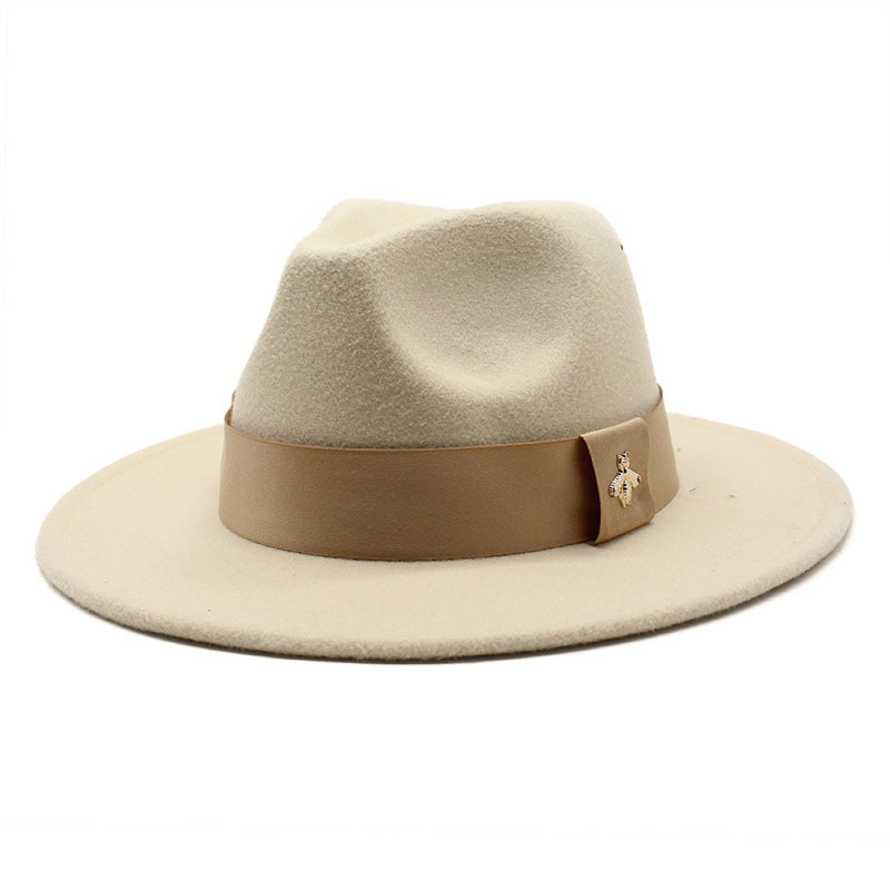 2021 Autumn and Winter Big Brim Hat Fashion Wool Flat Rim Hat Men's and Women's Wool Panama Jazz Fedora Hat
