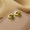 Golden earrings stainless steel, jewelry, European style, does not fade, pink gold, wholesale