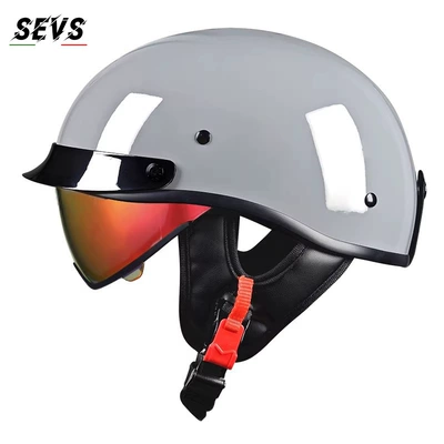 Motosiklet kaskı (dəbilqə) – men and women, summer scooter - cement-gray-aurora-red-mirror-m