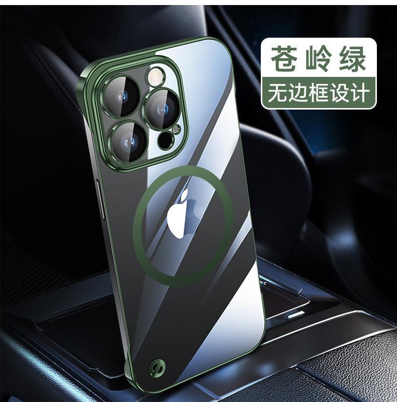 Aplicable iPhone16 PC galvanoplastia sin marco para teléfono móvil 15 transparente Apple 14 viene con película de lente carcasa dura todo incluido