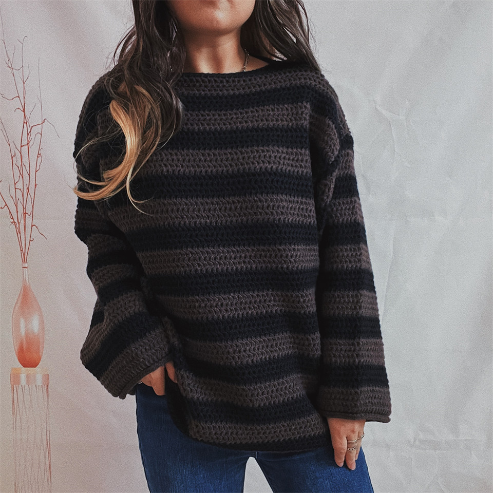 Women's Sweater Long Sleeve Sweaters & Cardigans Simple Style Stripe display picture 11