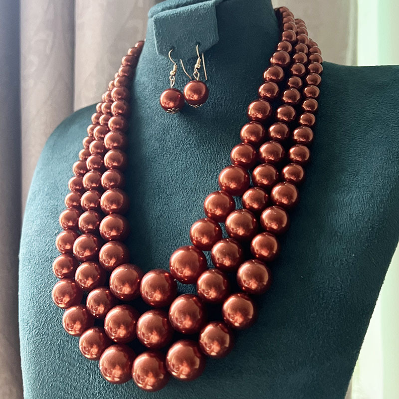 150g Weight Earrings, Necklace Classification 1 Set Quantity Banquet, Cocktail Party Occasion Imitation Pearl Material Pearl Pattern Women's Gender Round Design Glam, Exaggerated Style Glam Exaggerated Pearl Imitation Pearl Round Women's Earrings Necklace 17