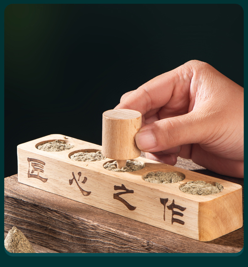 Wooden Cone Moxa Mold for Ai Tuo Ginger Moxibustion with 250g Qichun Moxa Wool preparation