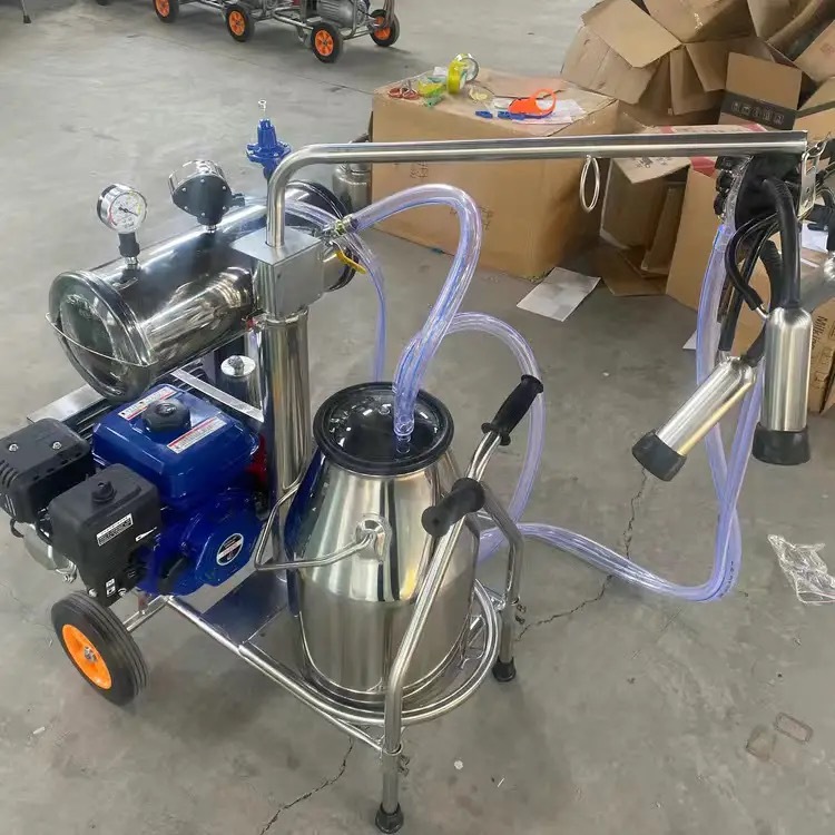 Máquina de ordeño tipo bomba de vacío móvil tipo pistón de cuatro extremos máquina de ordeño de succión de leche equipo de cría para vacas, ovejas y camellos