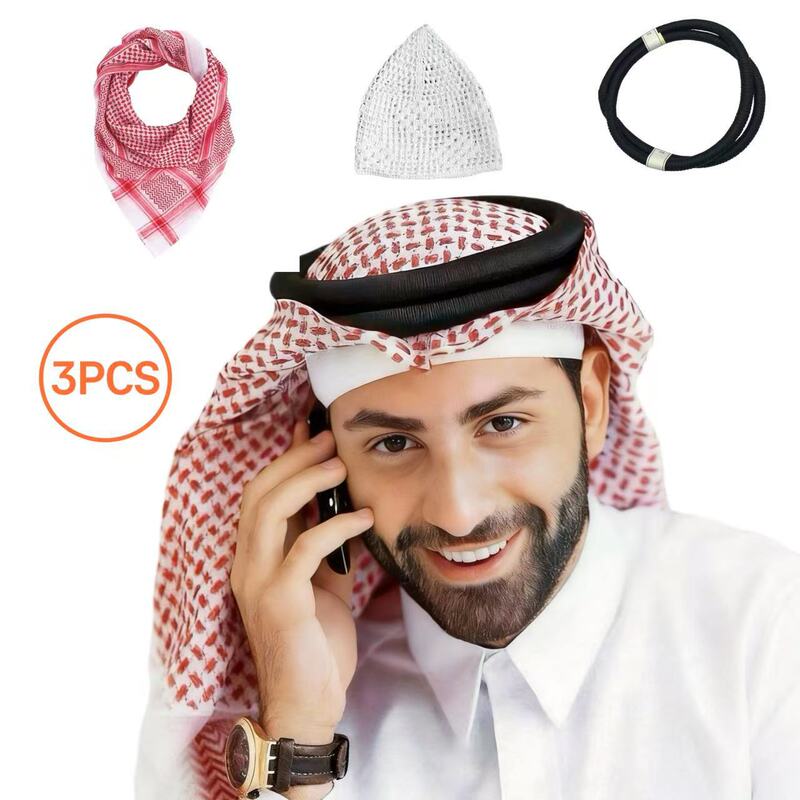 Cross-Border Popular Headscarf, Headband, and Hat Combo Set, In-Stock Hot-Selling Men's Headscarf, Cross-Border High-End Ethnic Headscarf Cross-Border Popular Headscarf, Headband, and Hat Combo Set, In-Stock Hot-Selling Men's Headscarf, Cross-Border High-End Ethnic Headscarf